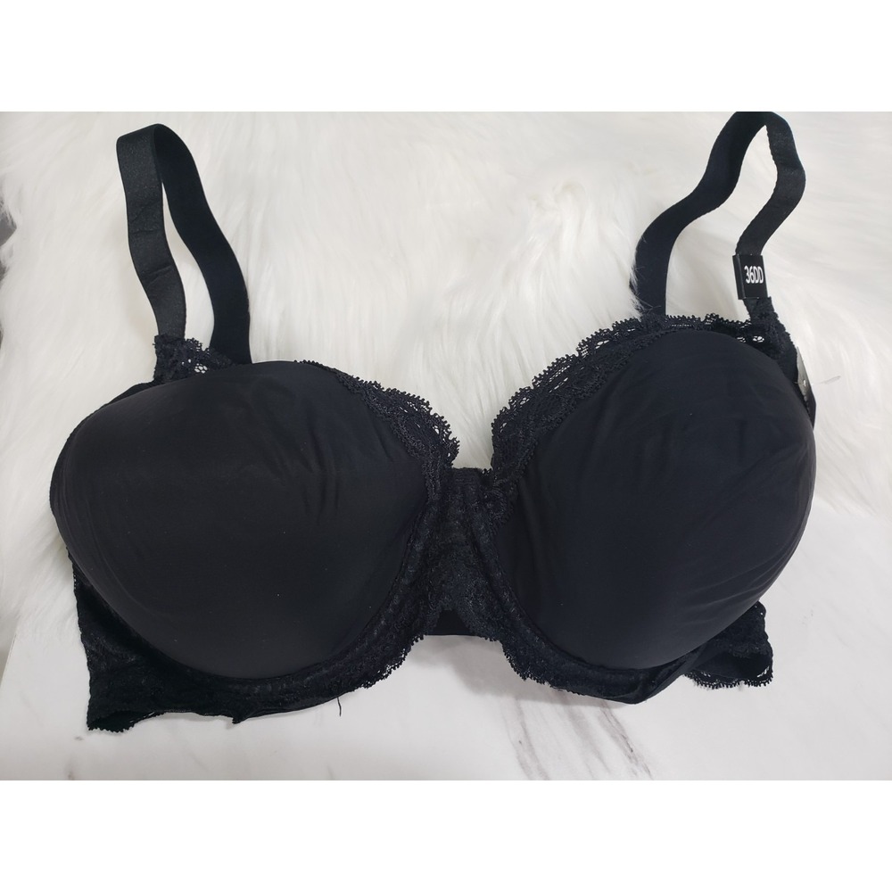 NEW 36DD Paramour 135008‎ Vivien Plunge Contour UW Bra Black LACE
